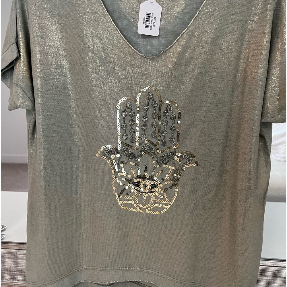 Sequin Hamsa T-shirt